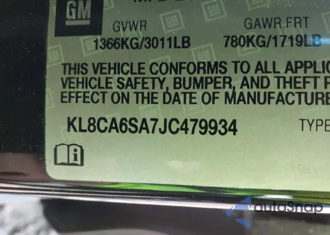 2018 Chevrolet Spark Ls Manual из США, поврежденный, VIN KL8CA6SA7JC479934